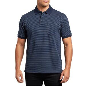 Riscatto Shirt Mens M Navy Blue Stripe Polo Golf Tennis Coastal Yacht Dad Resort